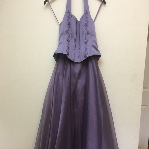 Michelangelo Dresses & Skirts - Beaded halter gown with organza skirt